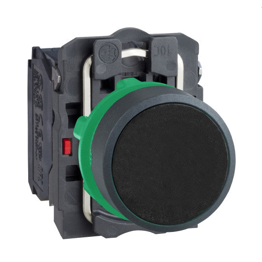 Schneider Electric SCHNEIDER Harmony XB5, Push button, plastic, flush, black, Ø22, spring return, unmarked, 1 NO + 1 NC - XB5AA25