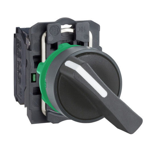 Schneider Electric SCHNEIDER Selector switch, plastic, black, Ø22, long handle, 2 positionsn stay put, 1 NO - XB5AJ21