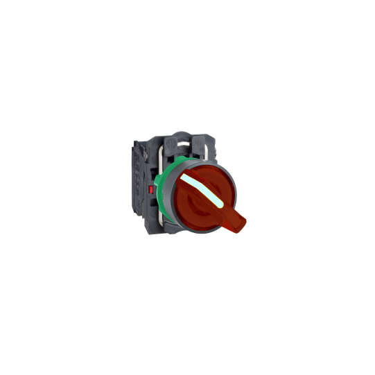 Schneider Electric SCHNEIDER Harmony XB5, Illuminated selector switch, plastic, red, Ø22, 2 positions, stay put, 24 V AC/DC, 1 NO + 1 NC - XB5AK124B5