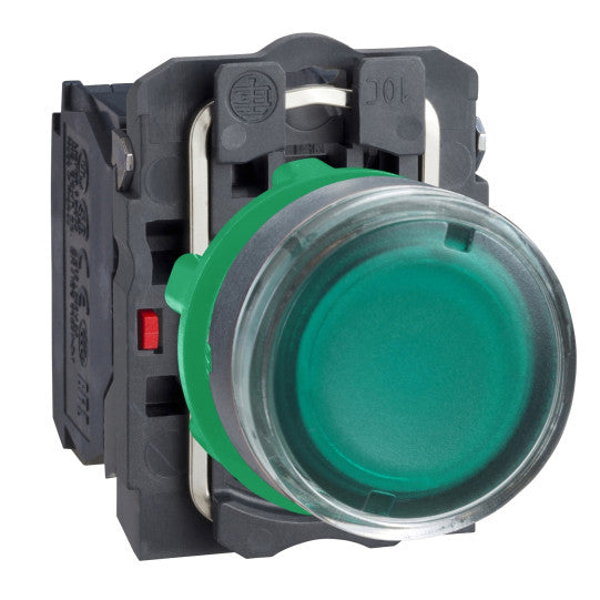 Schneider Electric SCHNEIDER Illuminated push button, plastic, flush, green, Ø22, spring return, 24 V AC/DC, 1 NO + 1 NC - XB5AW33B5