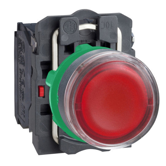 Schneider Electric SCHNEIDER Harmony XB5, Illuminated push button, plastic, flush, red, Ø22, spring return, 24 V AC/DC, 1 NO + 1 NC - XB5AW34B5