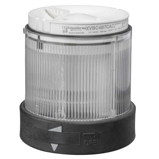 Schneider Electric SCHNEIDER Illuminated unit for modular tower lights, plastic, clear, Ø70, steady, integral LED, 24 V AC/DC - XVBC2B7