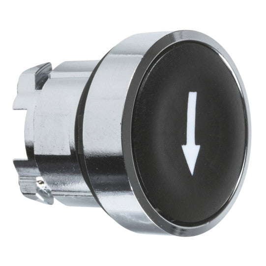 Schneider Electric SCHNEIDER Push button head, metal, flush, black, Ø22, spring return, marked DOWN ARROW - ZB4BA335