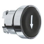 Schneider Electric SCHNEIDER Push button head, metal, flush, black, Ø22, spring return, marked DOWN ARROW - ZB4BA335