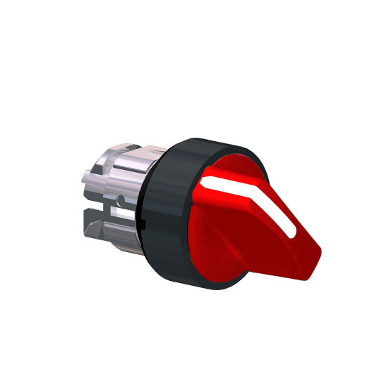 Schneider Electric SCHNEIDER Harmony XB4, Illuminated selector switch head, black metal, red, Ø22, integral LED, 2 positions, stay put - ZB4BK12437