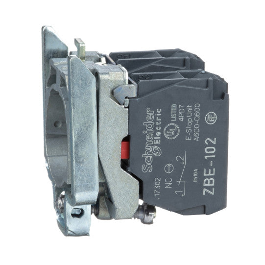 Schneider Electric SCHNEIDER Single contact block with body/fixing collar, metal, screw clamp terminal, 2 NC - ZB4BZ104