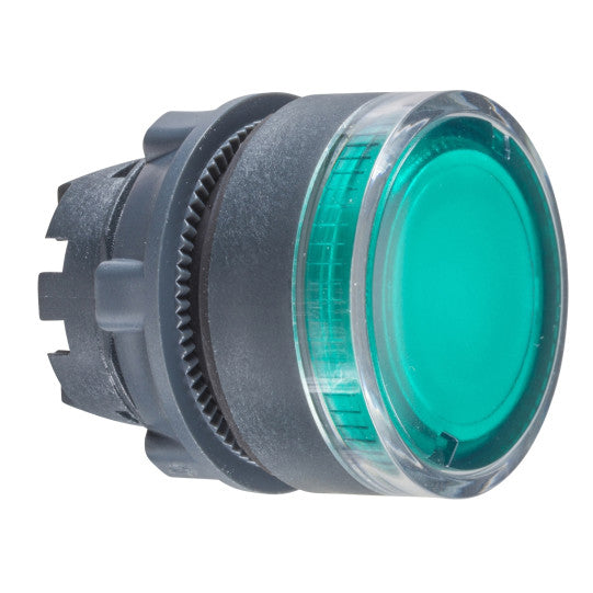 Schneider Electric SCHNEIDER green flush illuminated pushbutton head Ø22 spring return for BA9s bulb - ZB5AW33