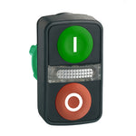 Schneider Electric SCHNEIDER green flush/red flush illuminated double-headed pushbutton Ø22 with marking - ZB5AW7A3741