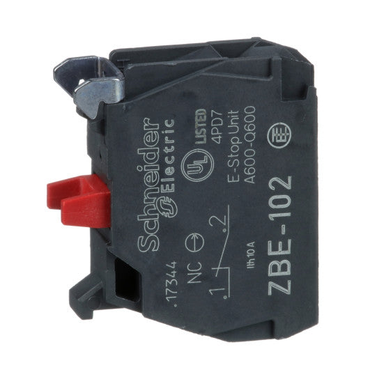 Schneider Electric SCHNEIDER Single contact block, silver alloy, screw clamp terminal, 1 NC - ZBE102