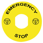 Schneider Electric SCHNEIDER marked legend Ø90 for emergency stop - EMERGENCY STOP/logo ISO13850 - ZBY8330