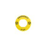 Schneider Electric SCHNEIDER Harmony - étiq plate - jaune - logo EN - 'EMERGENCY STOP' - Ø60 - pour ZBZ1605 - ZBY9330M