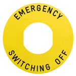 Schneider Electric SCHNEIDER Marked legend, Harmony XB5, Harmony XB4, Ø 60 for emerg. switch. off, EMERGENCY SWITCHING OFF/logo ISO13850 - ZBY9360