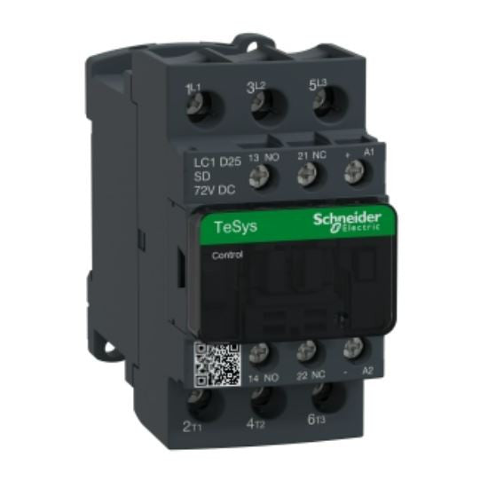 Schneider Electric TeSys TeSys D contactor - 3P(3 NO) - AC-3 - <= 440 V 25 A - 72 V DC coil - LC1D25SD