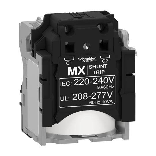 Schneider Electric SCHNEIDER MX shunt release, ComPacT NSX, rated voltage 220/240 VAC 50/60 Hz, 208/277 VAC 60 Hz, screwless spring terminal connections - LV429387