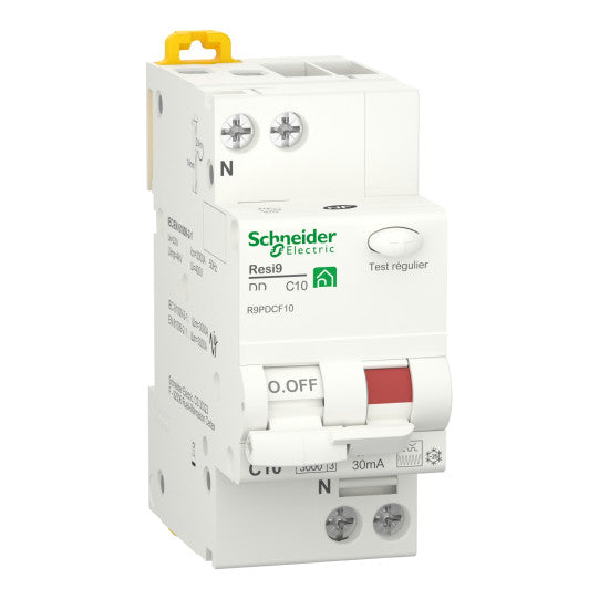 Schneider Electric Resi9 RCBO, Resi9 DD, 1P + N, 10 A, C Curve , F type, 30 mA, 3000 A - R9PDCF10