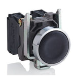 Schneider Electric SCHNEIDER Harmony XB4, Push button, metal, flush, black, Ø22, spring return, unmarked, 1 NO + 1 NC - XB4BA25