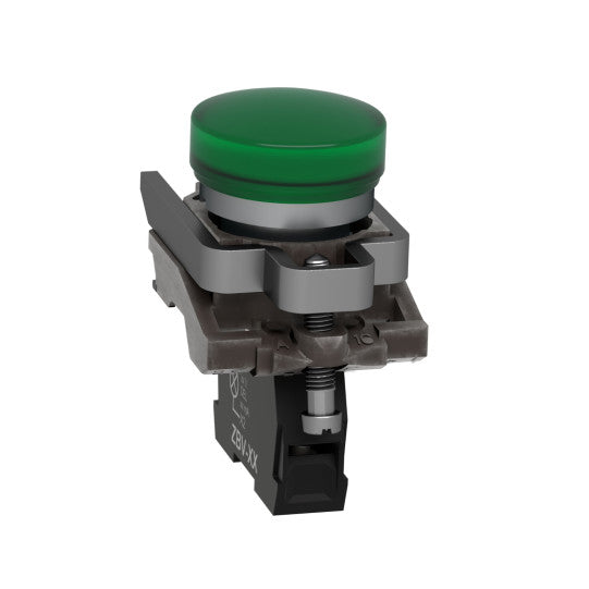 Schneider Electric SCHNEIDER Pilot light, metal, green, Ø22, plain lens with integral LED, 230...240 VAC - XB4BVM3