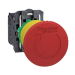 Schneider Electric SCHNEIDER Emergency stop switching off, plastic, red mushroom Ø40, Ø22, trigger latching turn to release, 1 NO + 1 NC - XB5AS8445