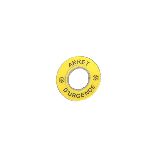 Schneider Electric SCHNEIDER Harmony XB4, Legend holder Ø60 for emergency stop, plastic, yellow, marked ARRET D'URGENCE - ZBY9120