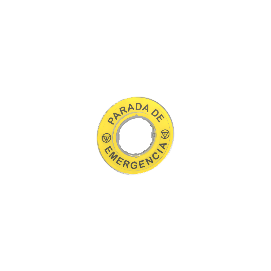 Schneider Electric SCHNEIDER Harmony XB4, Legend, plastic, yellow, Ø90, for emergency stop, marked PARADA DE EMERGENCIA with logo ISO13851 - ZBY9420